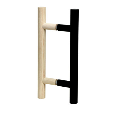 Saunatürgriff ZR30 L350 Edelstahl schwarz / Holz Esche