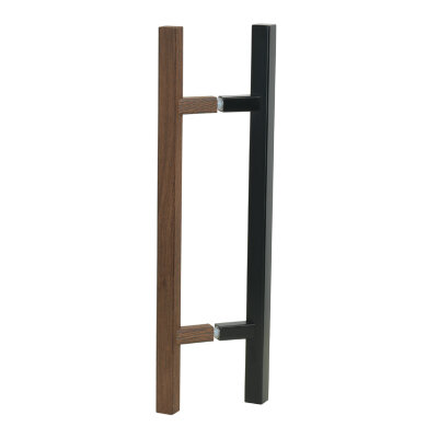 Saunatürgriff QV25 L500 Edelstahl schwarz / Holz Wenge